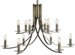 Ascona Large Modern Antique Brass 12 Light Twist Chandelier