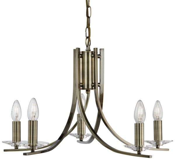 Ascona Modern Antique Brass 5 Light Twist Chandelier