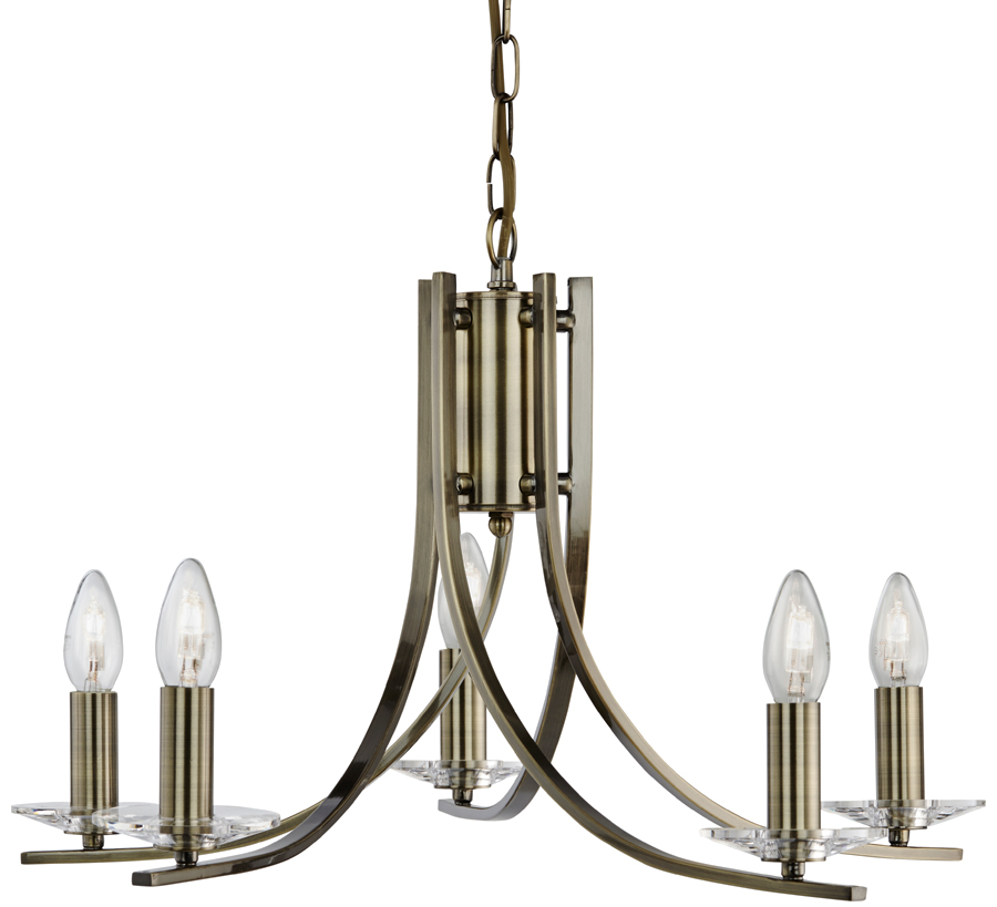 Ascona Modern Antique Brass 5 Light Twist Chandelier