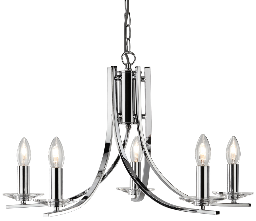 Ascona Modern Polished Chrome 5 Light Twist Chandelier