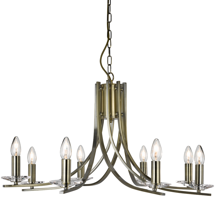 Ascona Modern Antique Brass 8 Light Twist Chandelier