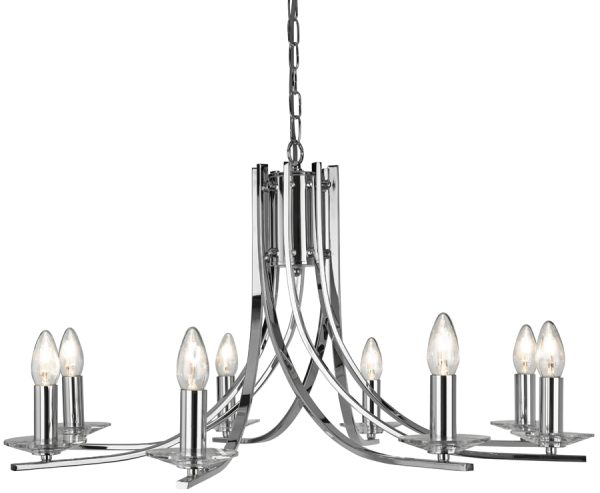 Ascona Modern Polished Chrome 8 Light Twist Chandelier
