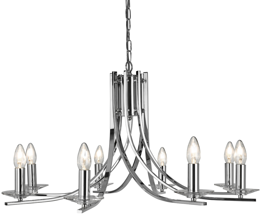 Ascona Modern Polished Chrome 8 Light Twist Chandelier