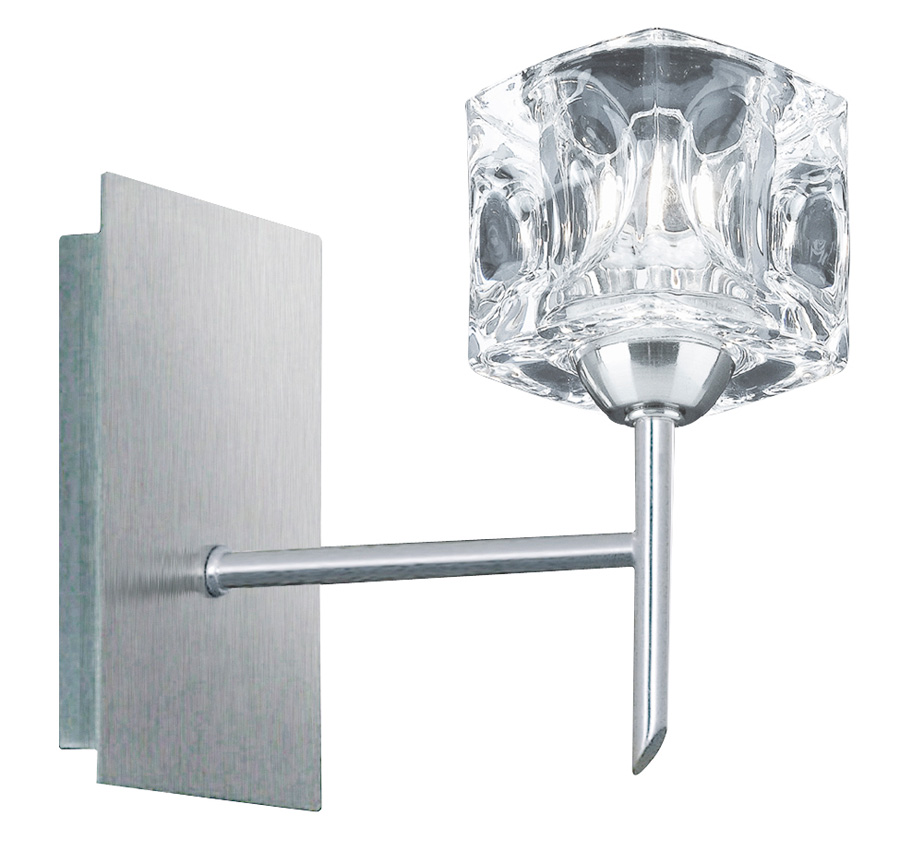 Satin Chrome Switched Single Ice Cube Wall Light 4341-1