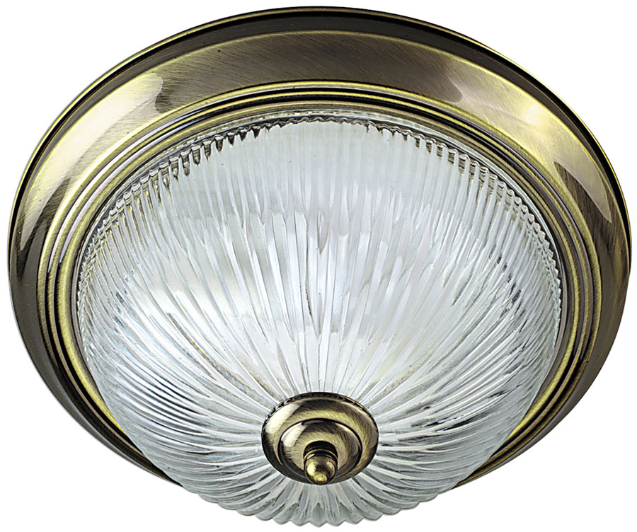 Traditional Antique Brass Flush Ceiling Light Ip44 4370