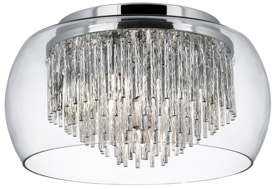 Curva 4 Lamp Chrome And Glass Flush Ceiling Light