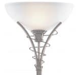 Linea Satin Silver Floor Lamp Uplighter With Opal Glass
