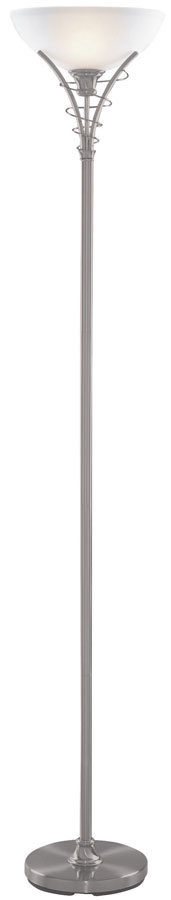 Linea Satin Silver Floor Lamp Uplighter With Opal Glass