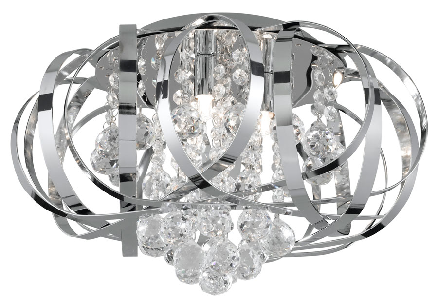 Tilly Modern Chrome Ribbon Flush 3 Light Crystal Fitting