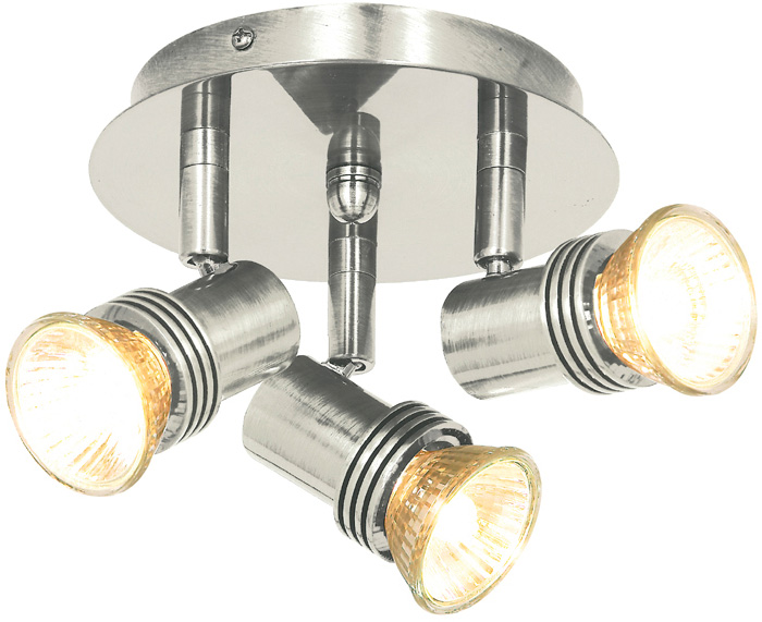 Decco Satin Silver Mini 3 Light Ceiling Spotlights