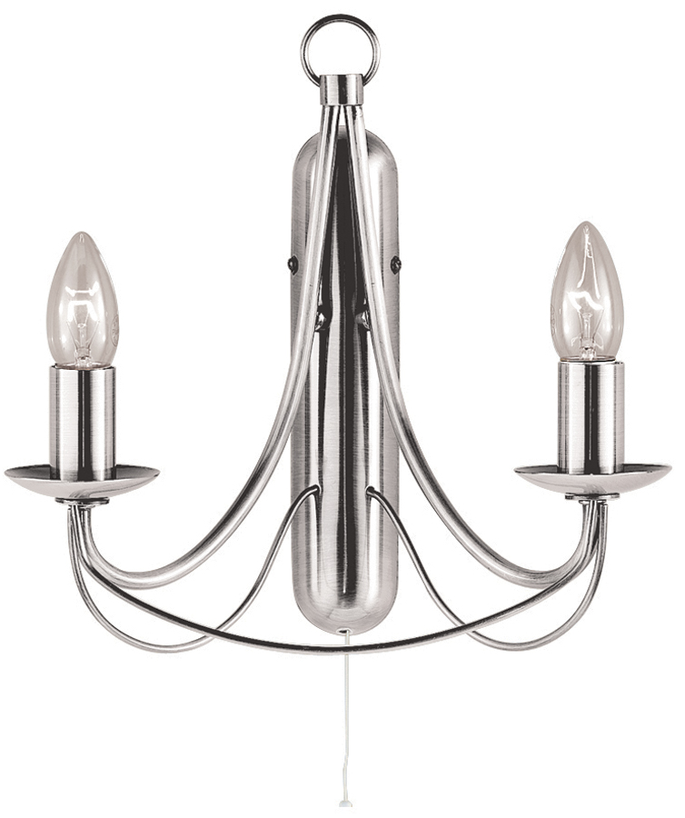 Maypole Satin Silver 2 Lamp Switched Wall Light