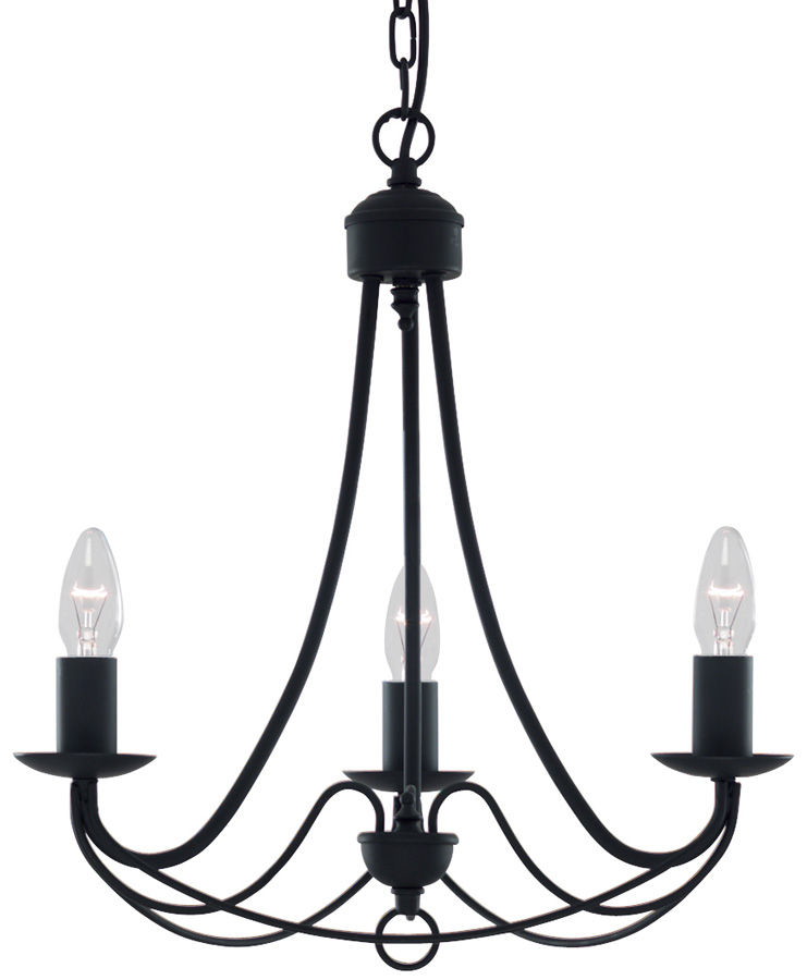 Maypole Bird Cage 3 Lamp Black Iron Ceiling Light