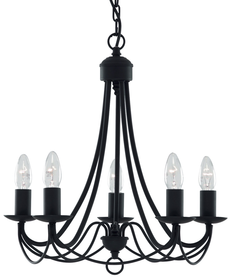 Maypole Bird Cage 5 Light Black Ironwork Chandelier