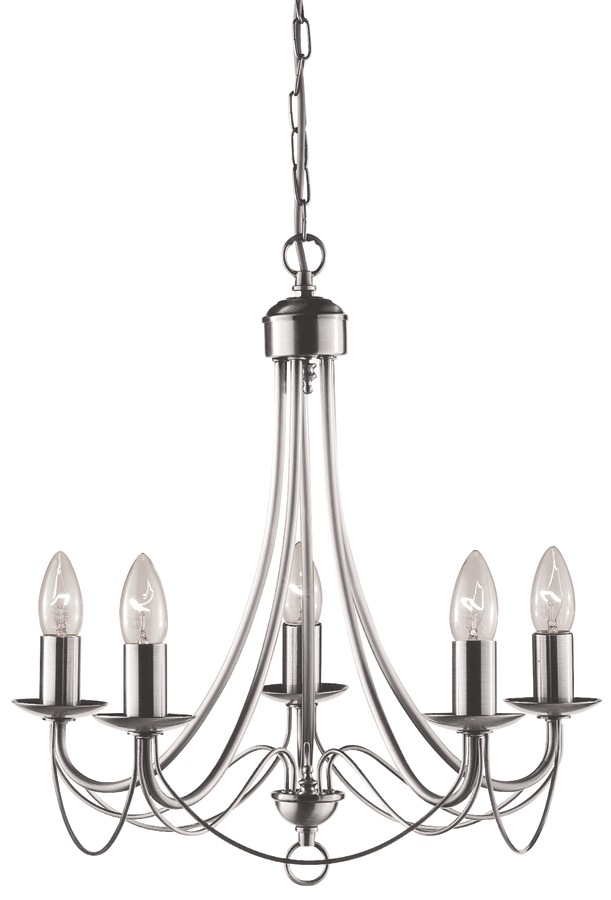 Maypole Bird Cage 5 Light Satin Silver Chandelier