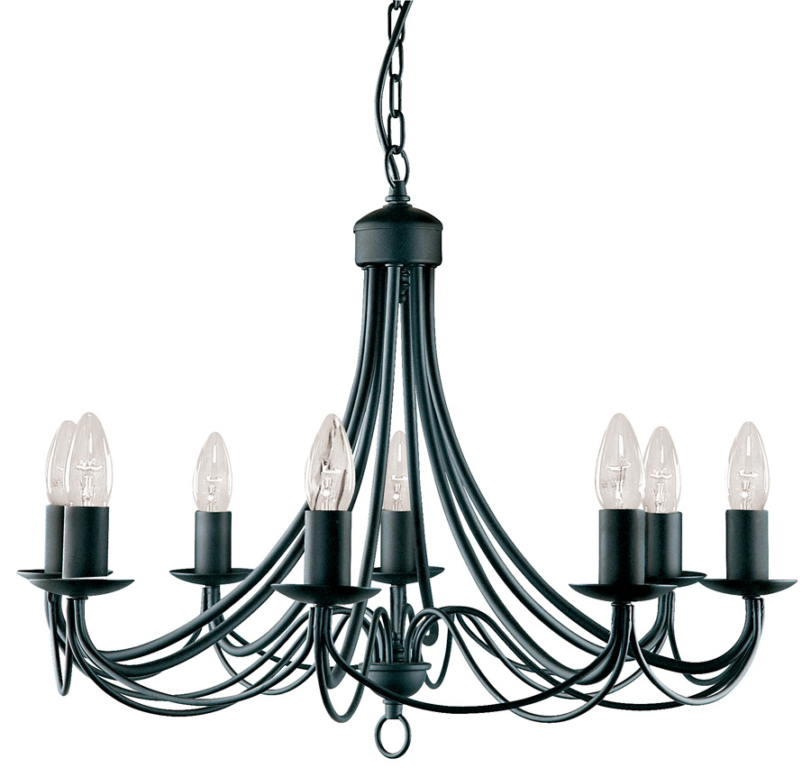 Maypole Bird Cage 8 Light Black Ironwork Chandelier