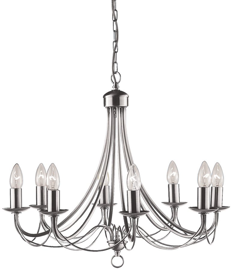 Maypole Bird Cage 8 Light Satin Silver Chandelier