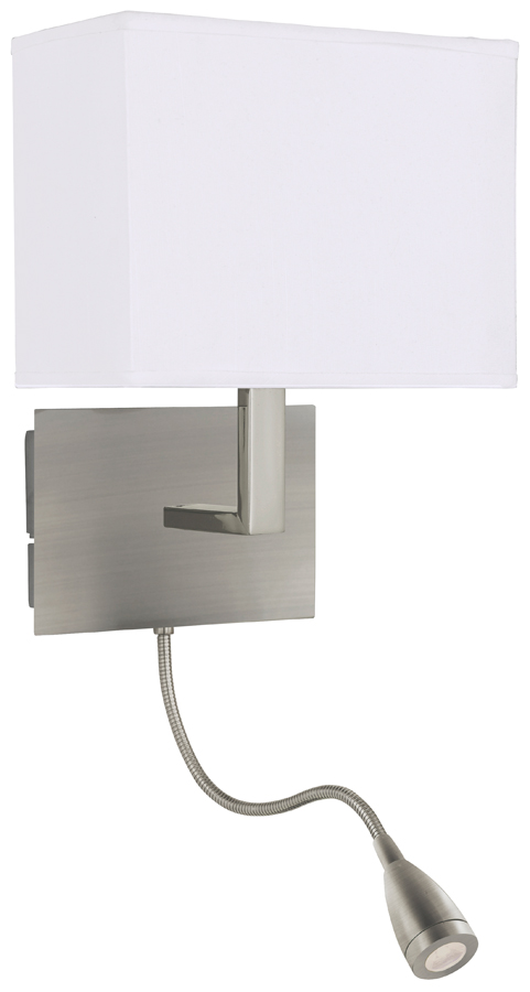 Satin Silver Bedside Wall Light LED Reading Lamp