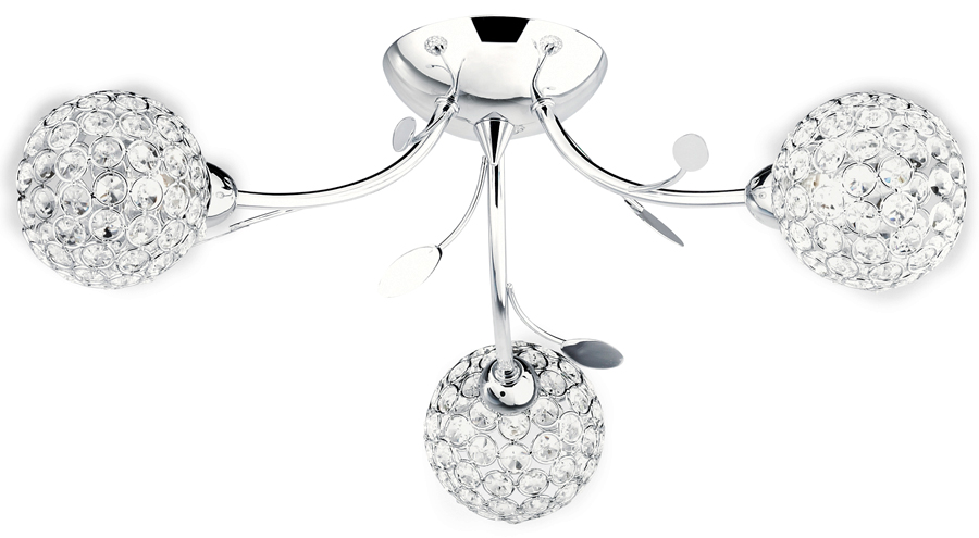 Bellis II Polished Chrome 3 Light Semi Flush With Clear Glass Shades