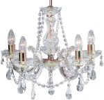 Marie Therese Brass 5 Light Crystal Chandelier