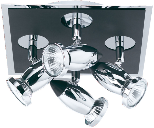 Comet Black And Chrome 4 Spot Light Ceiling Fitting