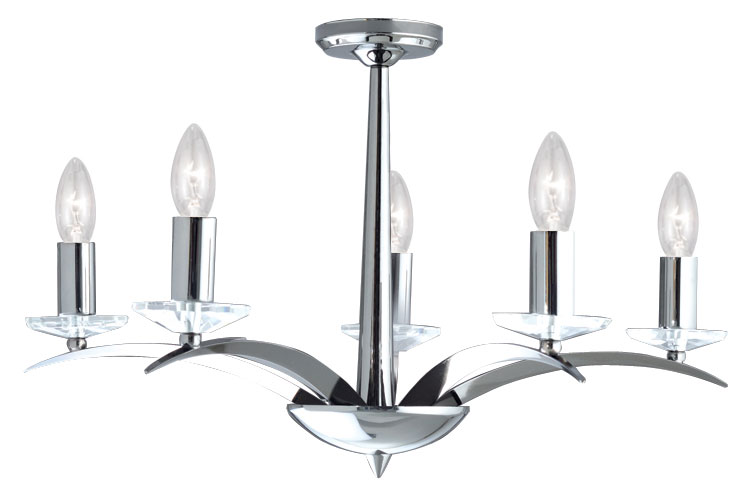 Kensington Modern 5 Light Polished Chrome Dual Mount Chandelier Kensington Modern 5 Light Polished Chrome Dual Mount Chandelier