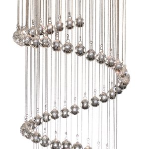 Hallway Chrome Spiral 5 Light Multi Drop Crystal Pendant