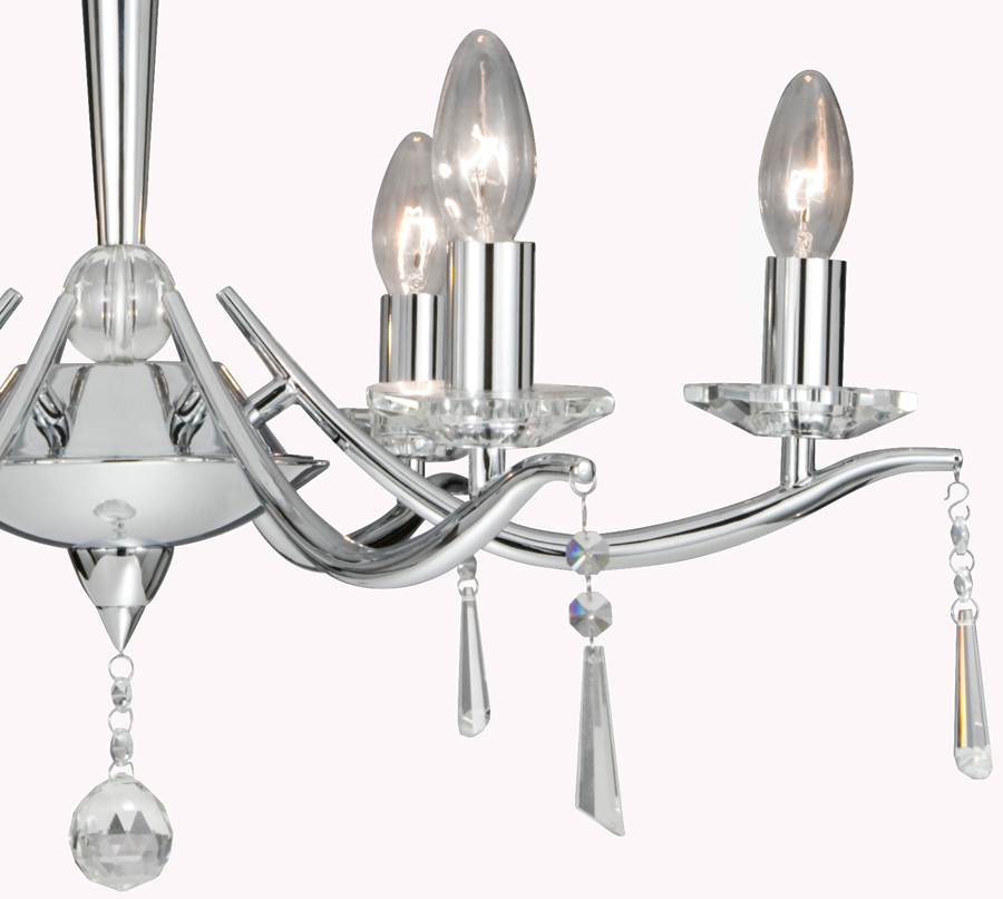 Arabella Modern Chrome 6 Light Glass Drops Chandelier 7956 6cc Arabella Modern Chrome 6 Light Glass Drops Chandelier
