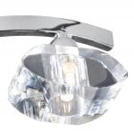 Sculptured Ice Polished Chrome 3 Light Semi Flush With Curved Arms