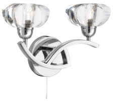 Modern Chrome 2 Lamp Switched Wall Light Fitting