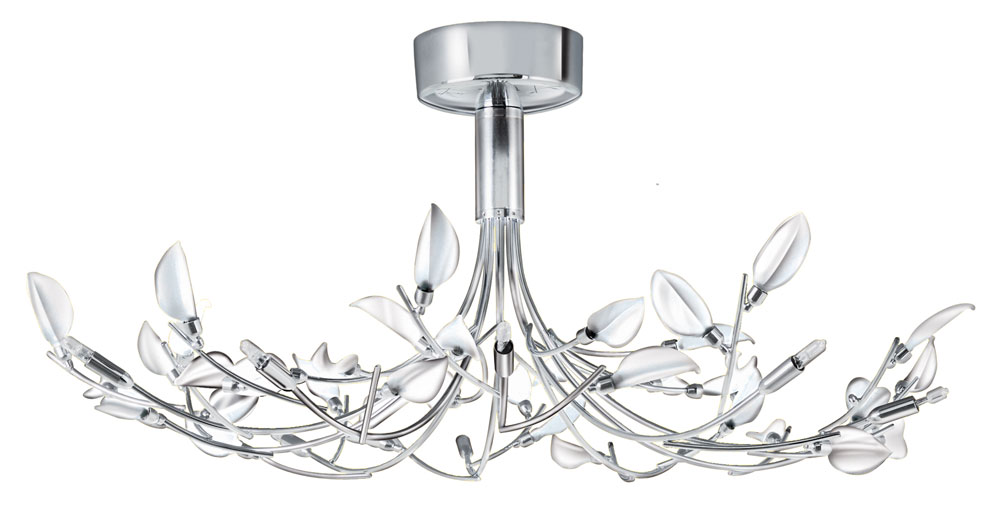 Wisteria Chrome Semi Flush White Glass 10 Light Fitting