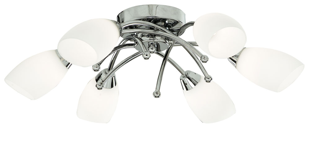 Flush Fitting 6 Lamp Chrome Light Fitting