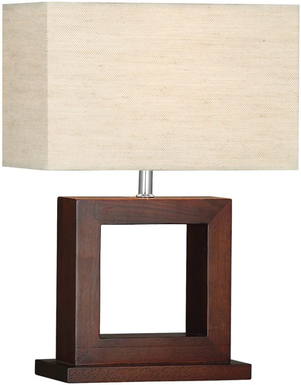 Cosmopolitan Dark Wood Table Lamp With Cream Oblong Shade
