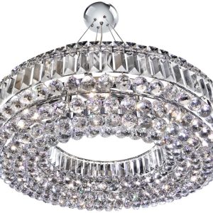 Vesuvius Chrome Circular Luxury 10 Light Crystal Chandelier