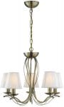 Andretti Antique Brass 5 Light Chandelier With Cream Shades