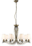 Andretti Antique Brass 8 Light Chandelier With Cream Shades