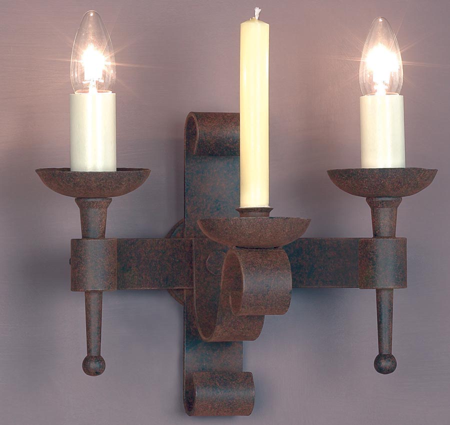 Impex Refectory Aged Wrought Iron 2 Light 1 Candle Gothic Wall - Gothic Wall Sconces For Candles Uk