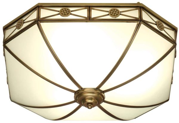 Bannerman Frosted Glass Traditional Flush 4 Light In Brass