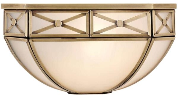 Bannerman Frosted Glass Traditional Flush Wall Light In Brass