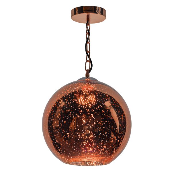 Dar Speckle contemporary 1 light pendant with copper glass, on white background.