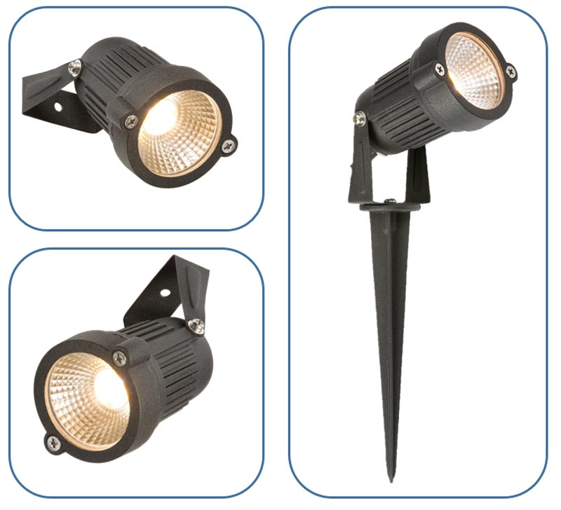 Adjustable 4w LED Outdoor Garden Spike Spot Light Black IP54