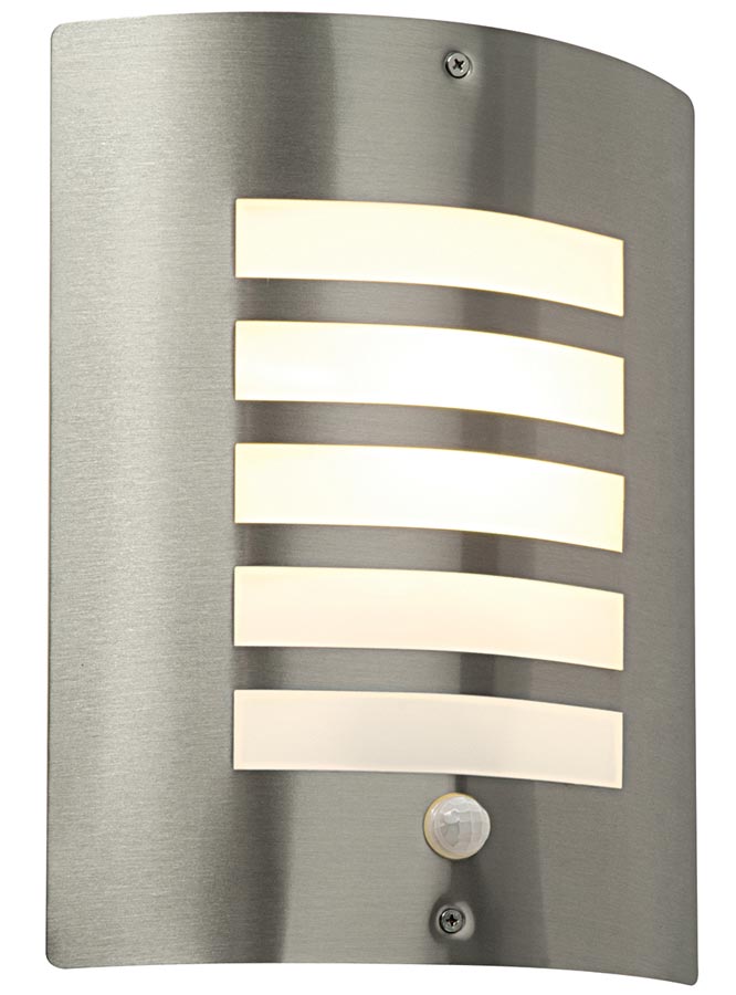 Bianco Modern Slatted Stainless Steel Outdoor PIR Wall Light