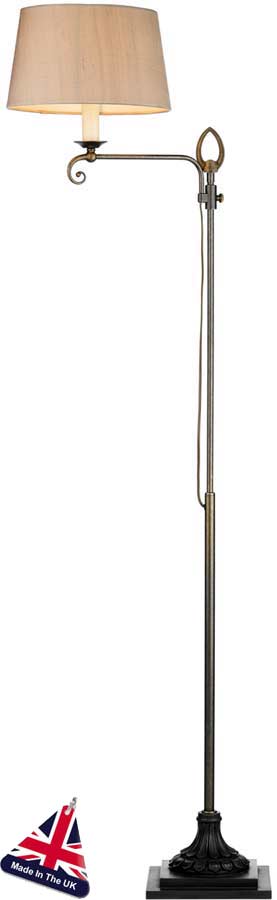 Stratford Height Adjustable Solid Brass Floor Lamp UK Made