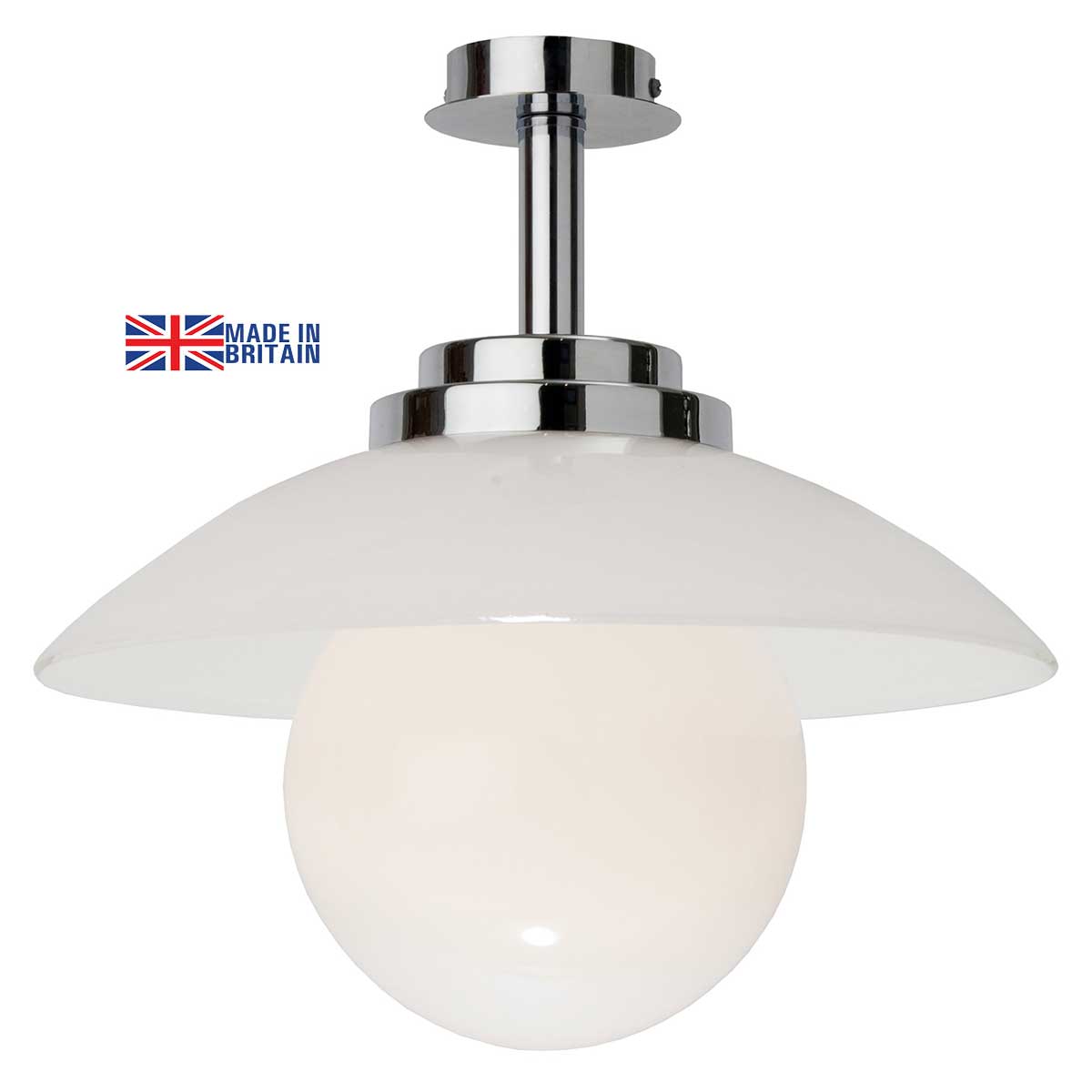 Stratton Art Deco Style Chrome Semi Flush Ceiling Light UK Made