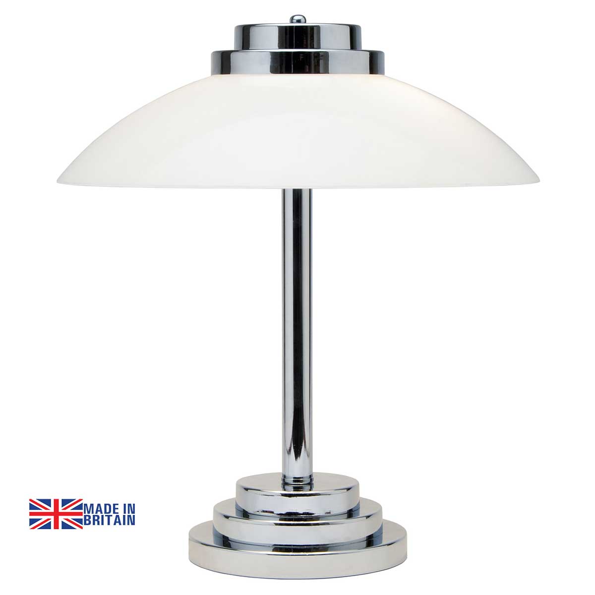 Stratton Art Deco Style Chrome And Opal Glass Table Lamp UK Made