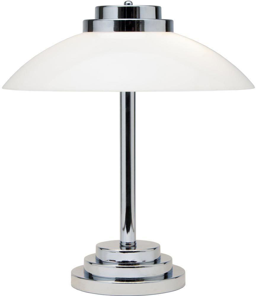 Stratton Art Deco Style Chrome And Opal Glass Table Lamp Uk Made