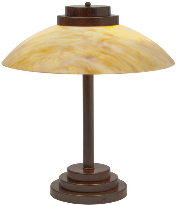 Stratton Art Deco Style Antique Finish Amber Glass Table Lamp UK Made