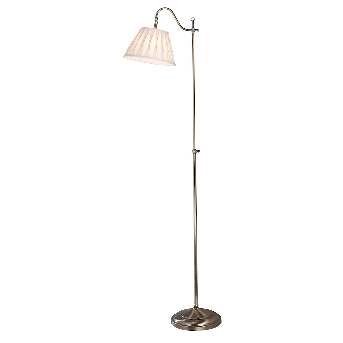 Dar Suffolk Traditional Rise & Fall Floor Lamp Reading Light Antique Brass