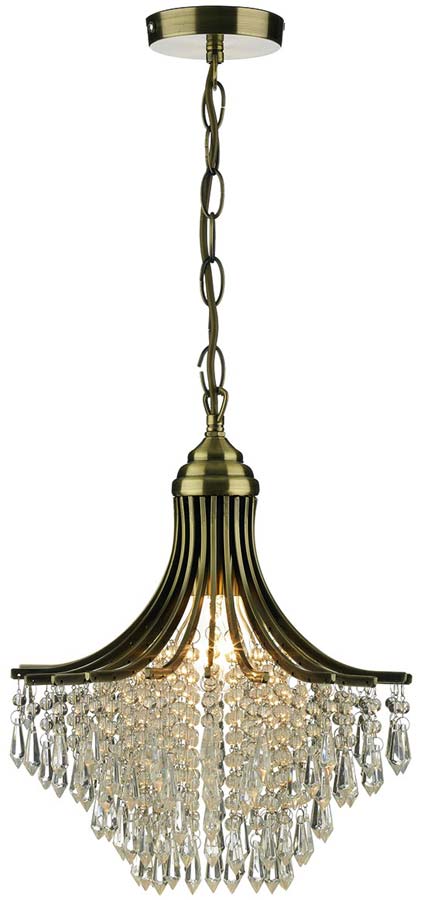 Dar Suri Art Deco Style Glass Ceiling Pendant Antique Brass