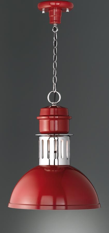 Industrial Style Single Pendant Ceiling Light Burgundy Polished Chrome