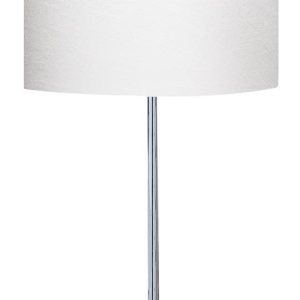 Drum Table Lamp Polished Chrome Base Ivory Fabric Shade